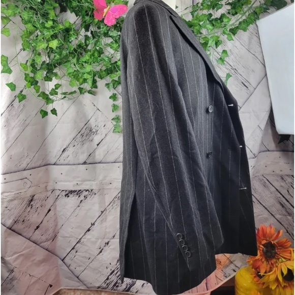 SANFORD BRYANT Wool Cashmere Designer Pinstriped Blazer, Union Made - Picture 6 of 9